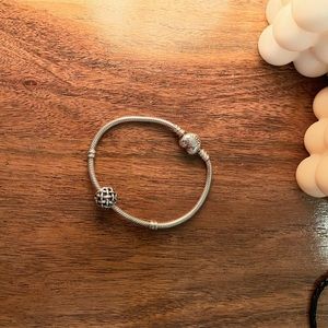 Pandora heart link bracelet with charm